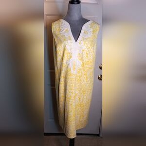 Eliza J Yellow and White Midi Dress Size 16W